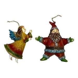 Dept 56 Krinkles Patience Brewster Santa & Angel Ornaments – Set of 2 – Handpain